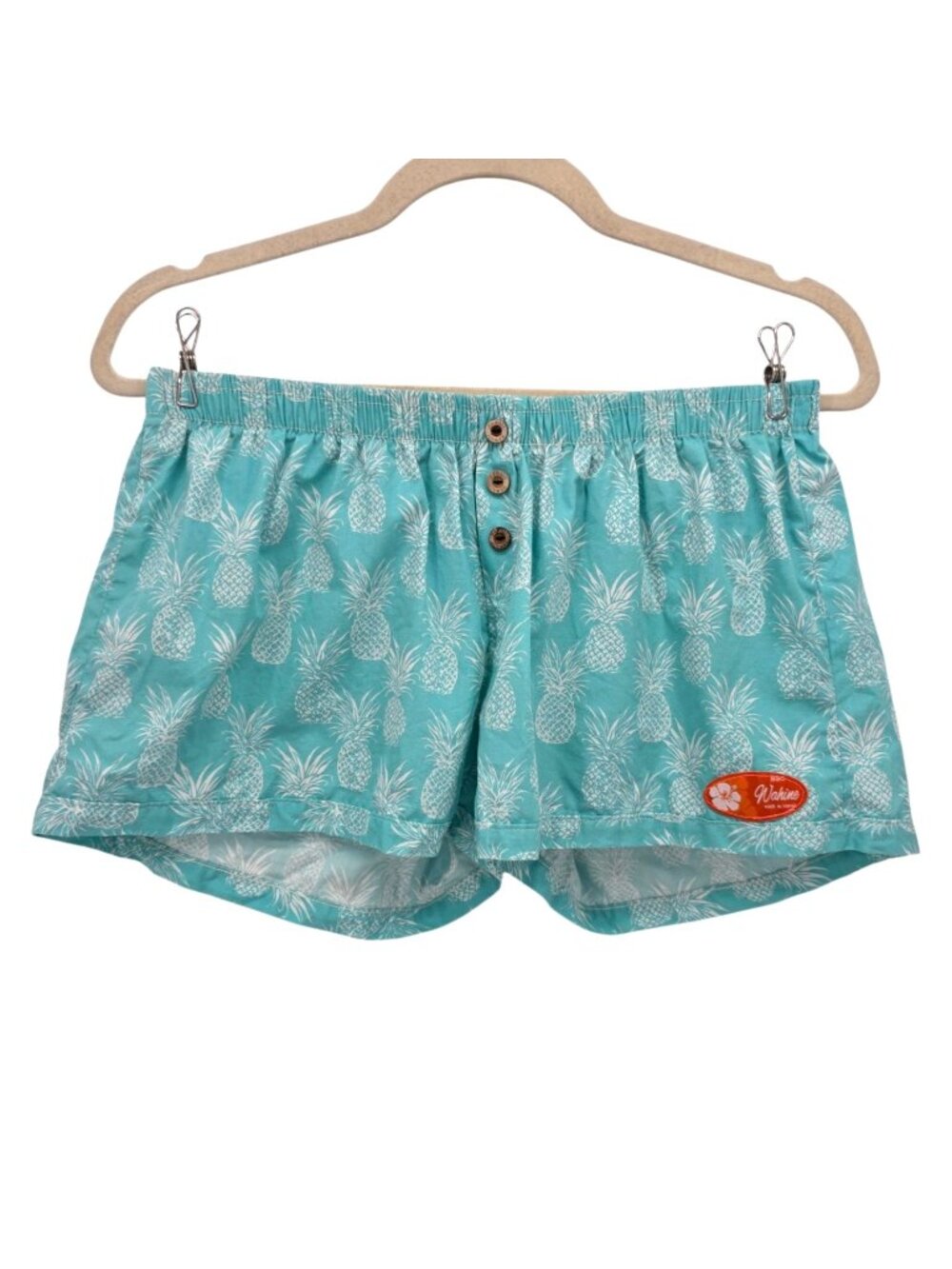BBC Wahine Girls XL Shorts Pineapple Blue Pull On Beach Tropical Summer Hawaiian